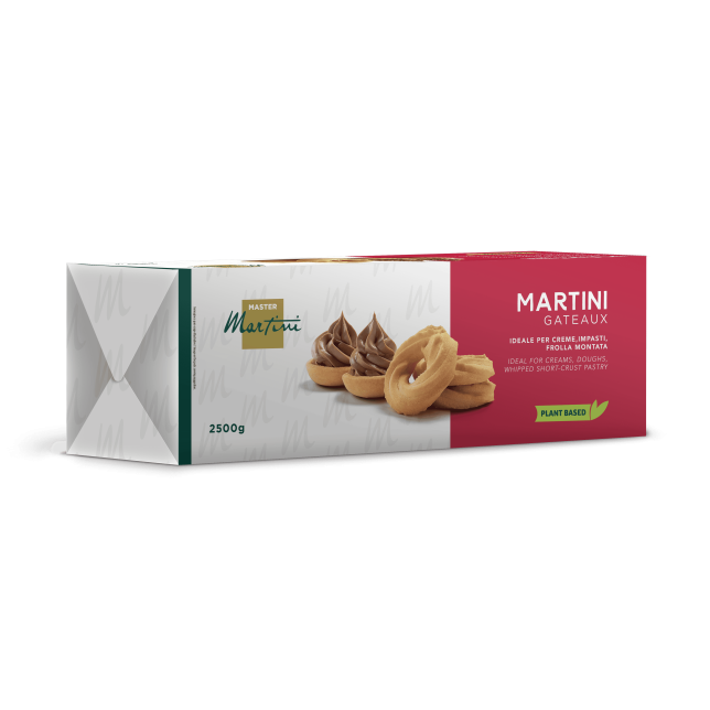 Caja Master Martini Gateaux 2500g, mezcla de pastelería vegetal, con galletas shortcrust y crema de chocolate en el e...