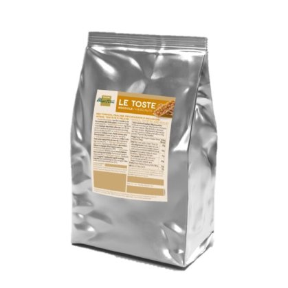 Bolsa doypack plateada de Martini "Le Toste" con avellanas enteras tostadas y peladas, etiqueta nutricional beige.