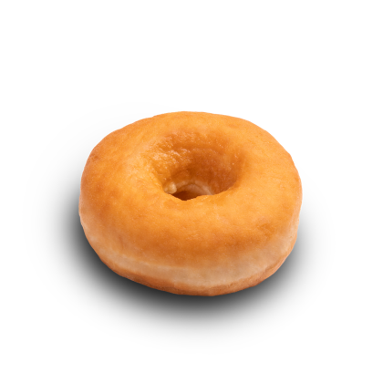 donut glaseado natural con agujero en el centro, fondo blanco