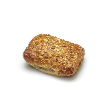 Panecillo multicereales con mezcla de semillas y avena, sobre fondo blanco