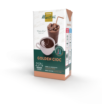 Caja crema chocolate Master Martini Golden Cioc, 25% chocolate, sin gluten, bebida lista fría/caliente.