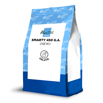 Bolsa stand-up azul y blanca del producto para gelato Martini Gelato Smarty de 450 g.