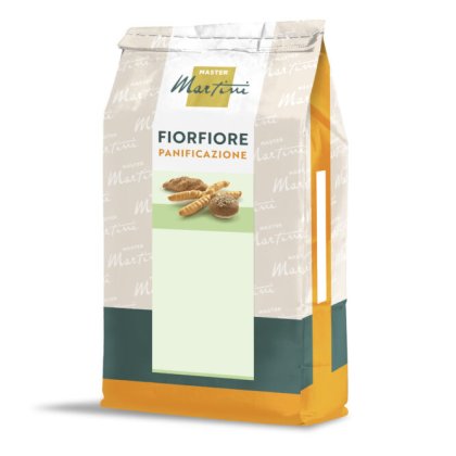 Bolsa de mezcla para pan Master Martini Fiorfiore Panificazione con panecillos variados en la etiqueta.