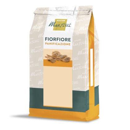 Bolsa de mezcla para pan Master Martini Fiorfiore Panificazione, con diseño de envase en crema, naranja y verde azulado.