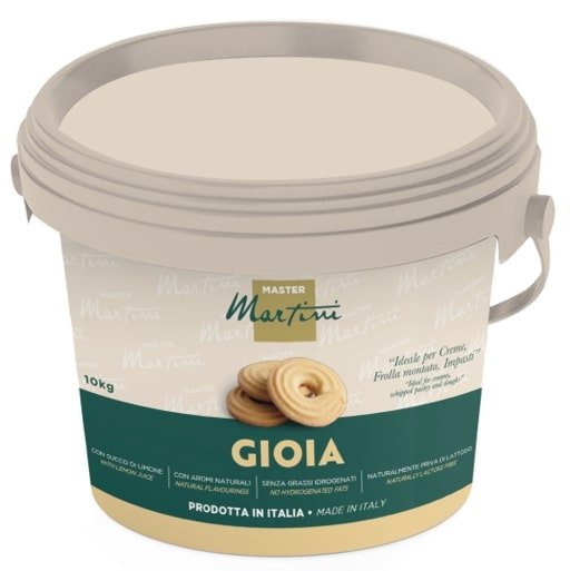 Cubo de plástico gris de 10kg de crema pastelera Master Martini Gioia, para cremas, masas batidas y masas
